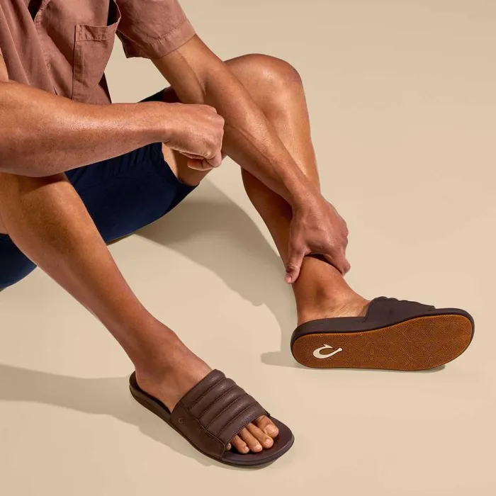 Men Maha 039Olu Mens Comfortable Slide Sandals Dark Wood Olukai Recovery Men Maha 039Olu Mens Comfortable Slide Sandals Dark Wood Olukai Recovery
