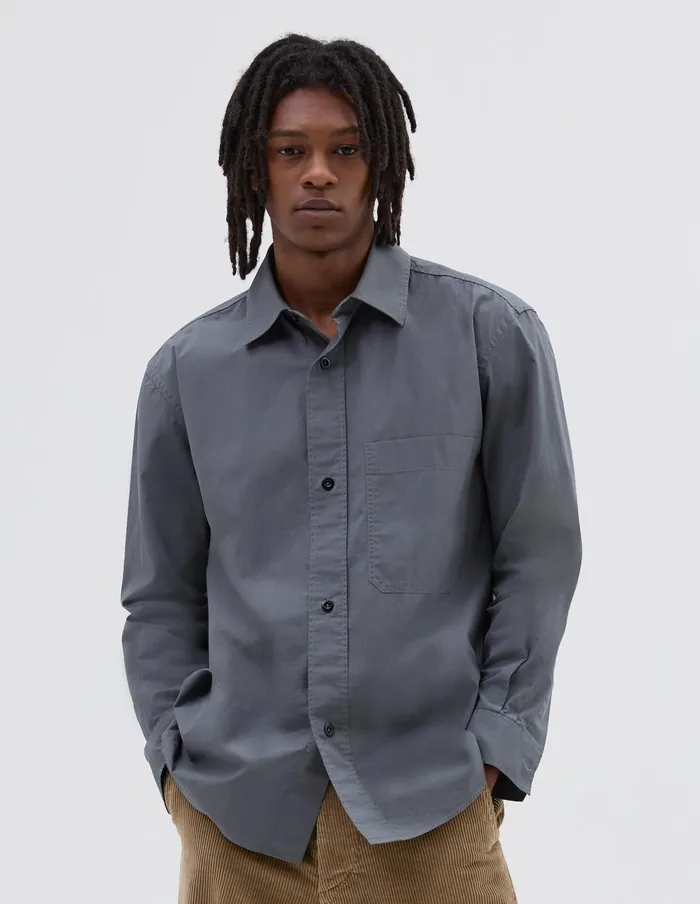 Men Mhl Basic Shirt Slate Blue Margaret Howell Shirts