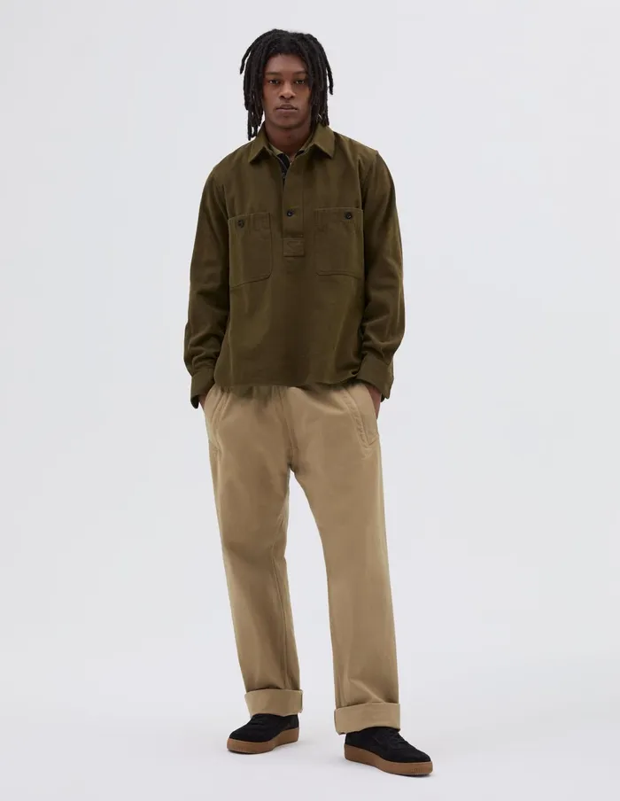Men Mhl Overhead Shirt Moss Margaret Howell Shirts