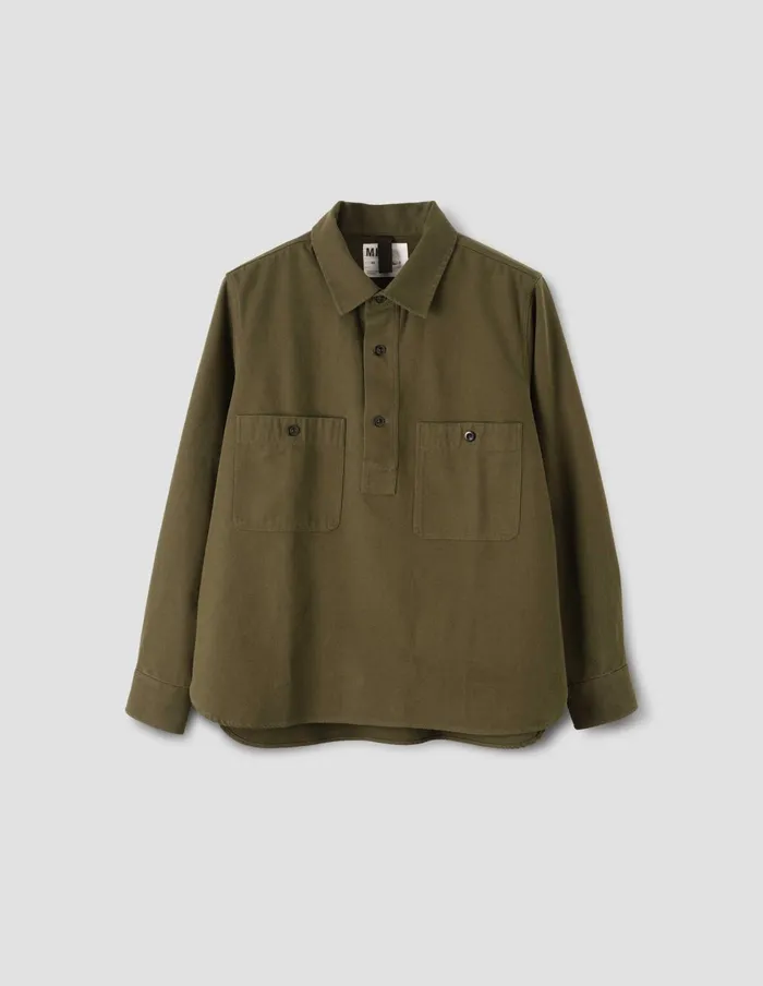 Men Mhl Overhead Shirt Moss Margaret Howell Shirts