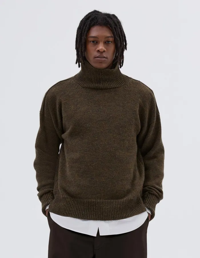 Men Mhl T Shape Roll Neck Moss Margaret Howell Knitwear