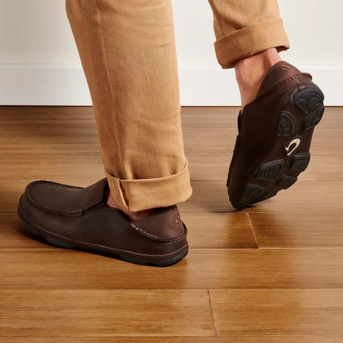 Men Molo Mens Leather Slip On Shoes Dark Wood Dark Java Olukai Leather Men Molo Mens Leather Slip On Shoes Dark Wood Dark Java Olukai Leather