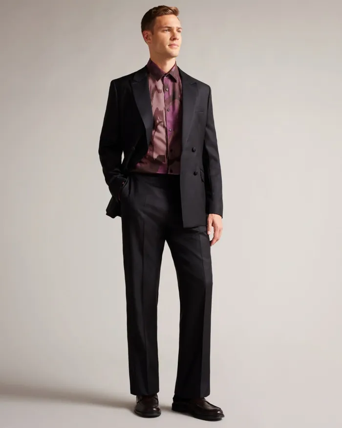 Men MORDUN 8211 Long Sleeve Abstract Butterfly Print Shirt Maroon Ted Baker Shirts