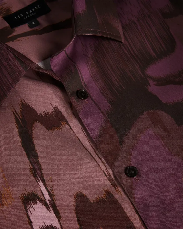 Men MORDUN 8211 Long Sleeve Abstract Butterfly Print Shirt Maroon Ted Baker Shirts