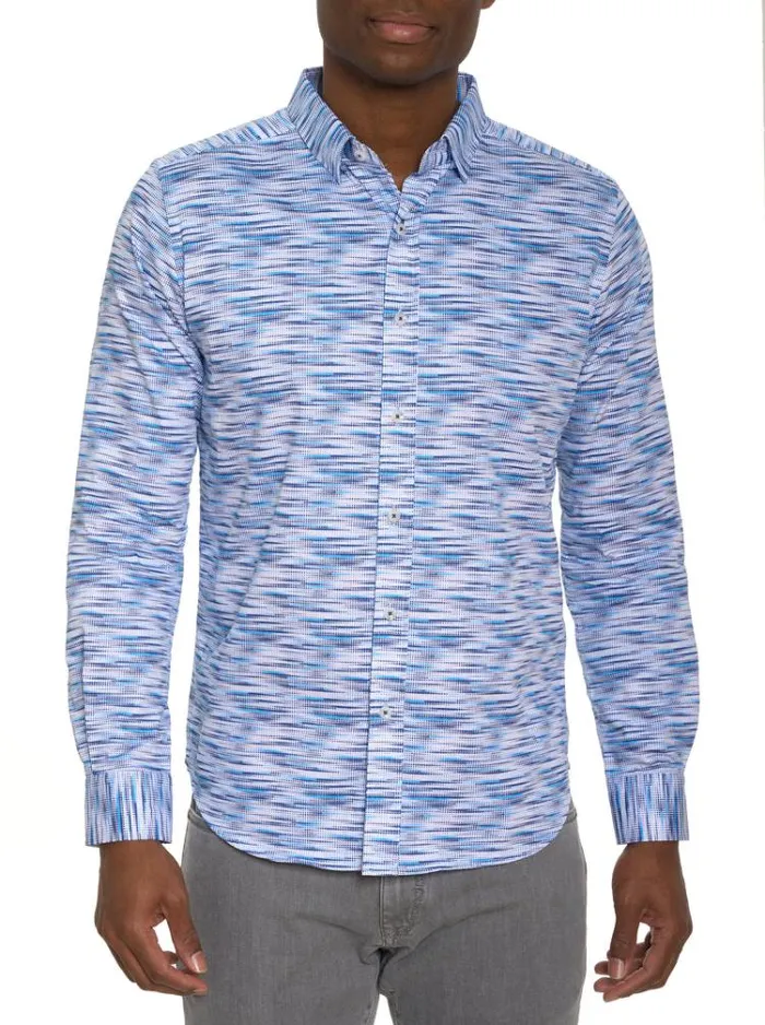 Men MORETTI LONG SLEEVE BUTTON DOWN SHIRT Blue Robert Graham Button Down Shirts