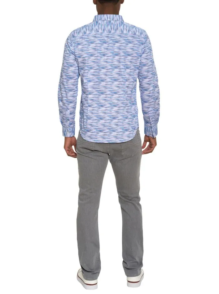Men MORETTI LONG SLEEVE BUTTON DOWN SHIRT Blue Robert Graham Button Down Shirts