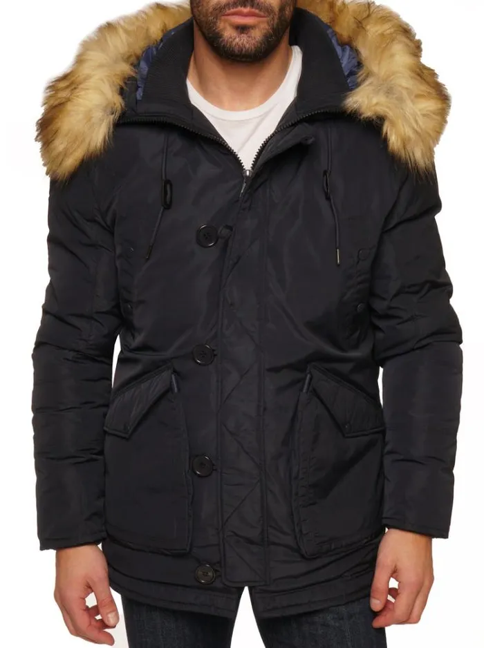 Men NYLON HOODED JACKET Navy Robert Graham Outerwear