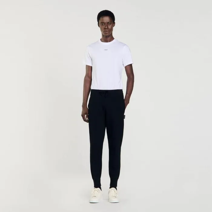 Men Pants and Shorts SANDRO Knit Jogging Bottoms Black