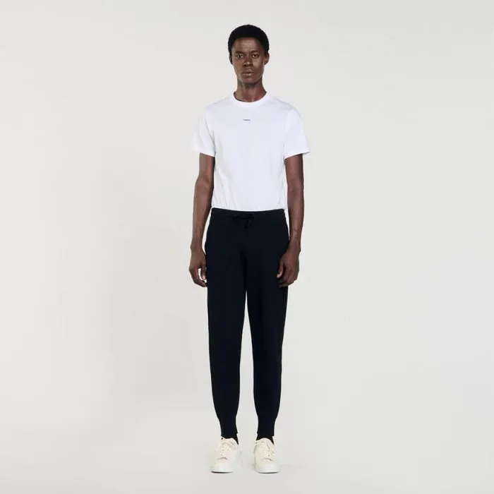 Men Pants and Shorts SANDRO Knit Jogging Bottoms Black