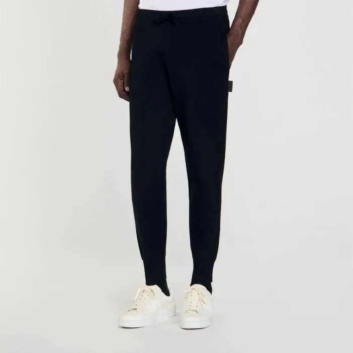 Men Pants and Shorts SANDRO Knit Jogging Bottoms Black
