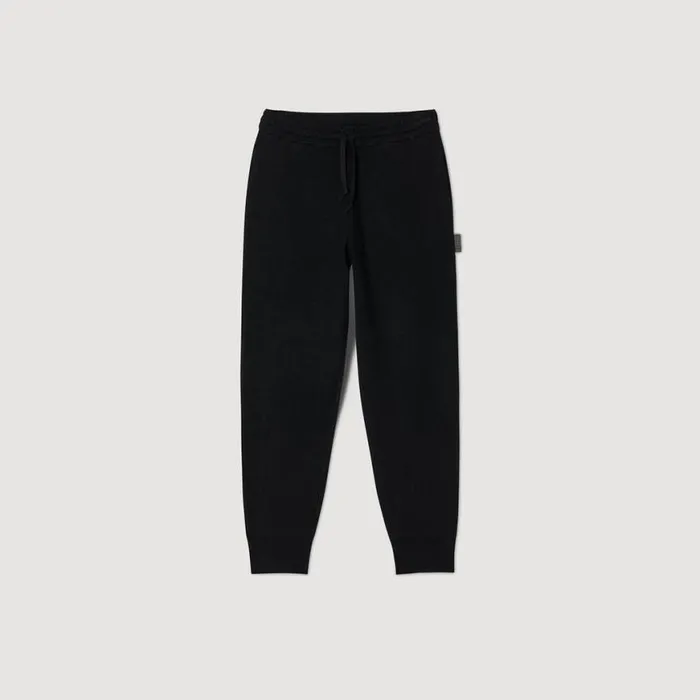 Men Pants and Shorts SANDRO Knit Jogging Bottoms Black