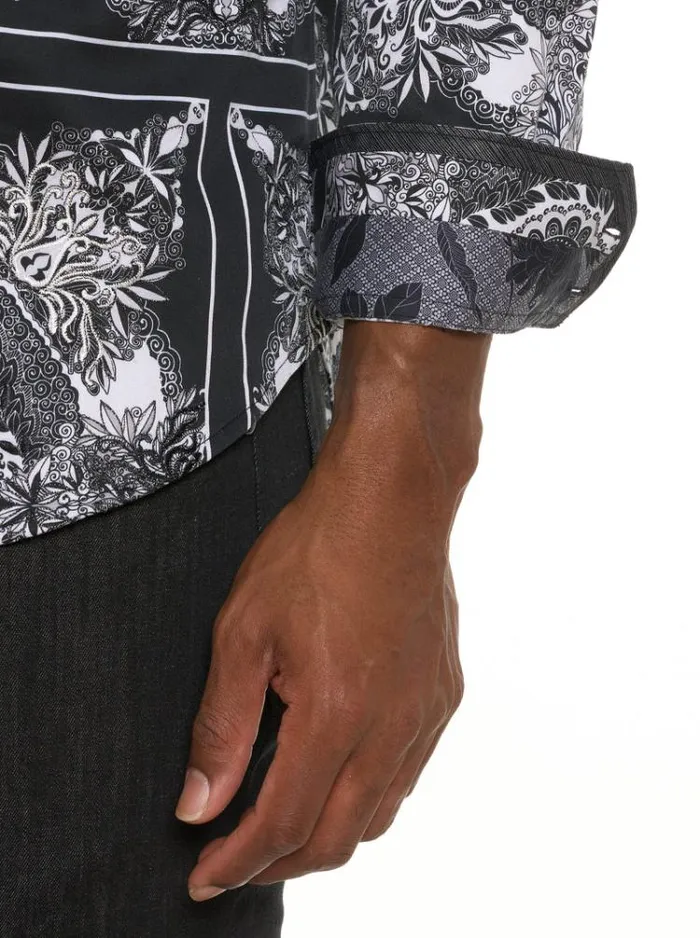 Men RABAT LONG SLEEVE BUTTON DOWN SHIRT Black Robert Graham Button Down Shirts
