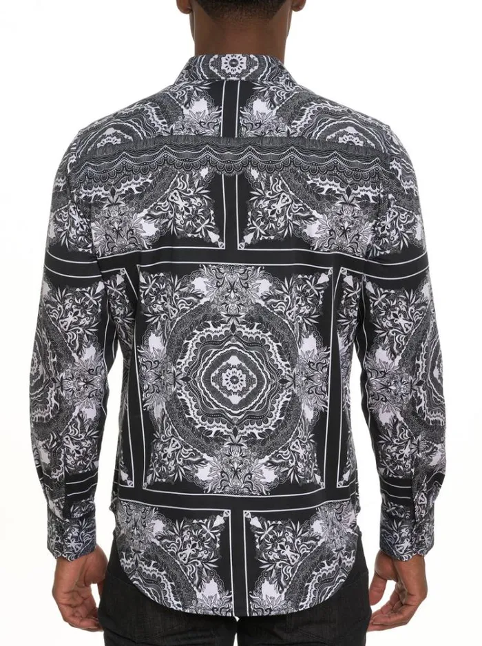 Men RABAT LONG SLEEVE BUTTON DOWN SHIRT Black Robert Graham Button Down Shirts