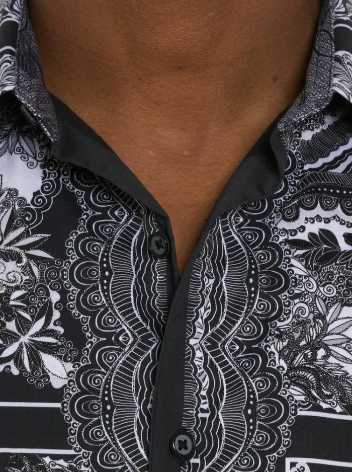 Men RABAT LONG SLEEVE BUTTON DOWN SHIRT Black Robert Graham Button Down Shirts