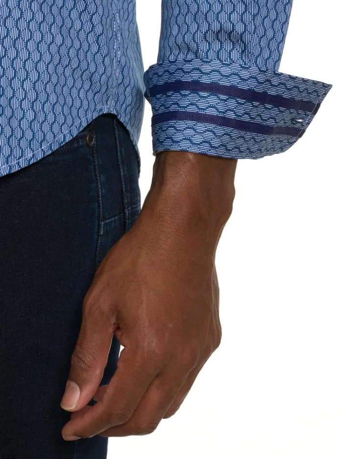 Men RAMI LONG SLEEVE BUTTON DOWN SHIRT Blue Robert Graham Button Down Shirts