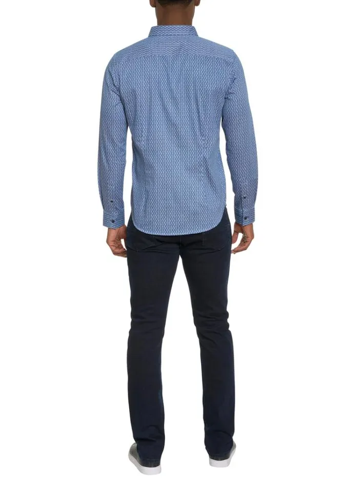 Men RAMI LONG SLEEVE BUTTON DOWN SHIRT Blue Robert Graham Button Down Shirts