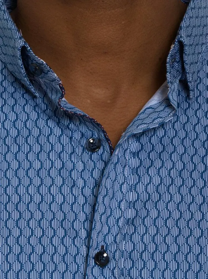Men RAMI LONG SLEEVE BUTTON DOWN SHIRT Blue Robert Graham Button Down Shirts