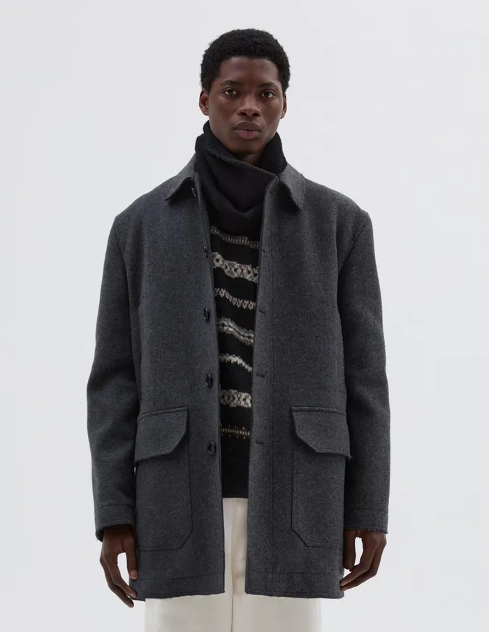 Men Raw Edge Jacket Charcoal Margaret Howell Jackets and Coats