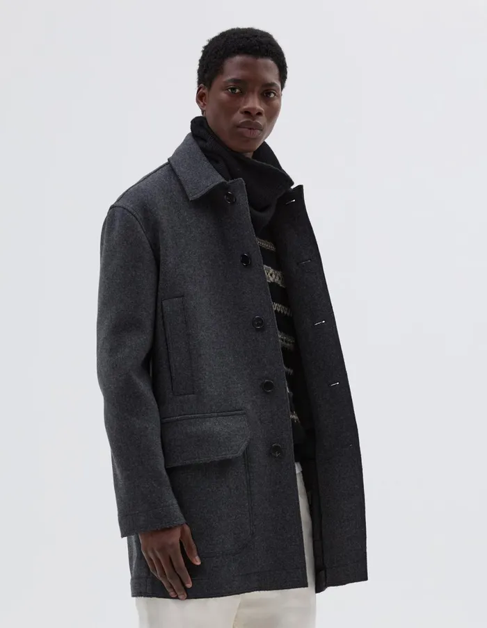 Men Raw Edge Jacket Charcoal Margaret Howell Jackets and Coats