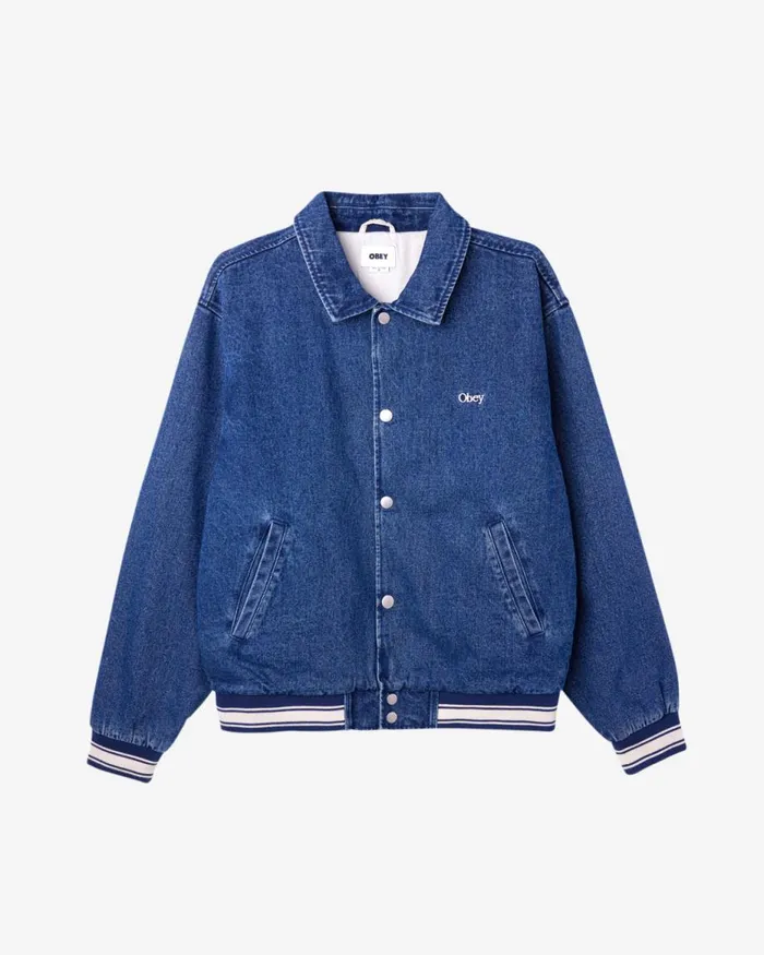 Men ROSE BLOUSON JACKET Stone Wash Indigo OBEY Clothing Denim