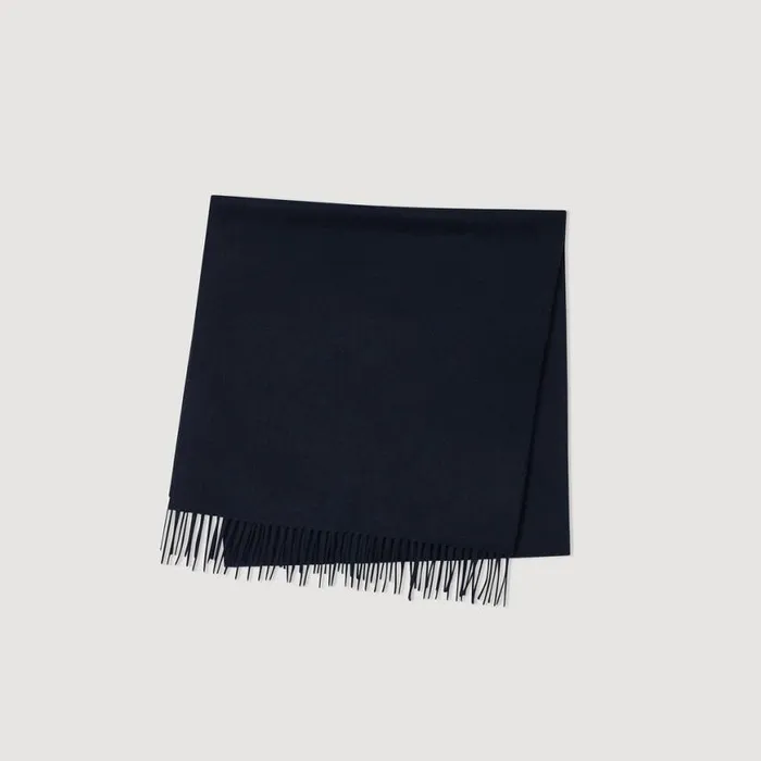 Men Scarves SANDRO Wool And Cashmere Scarf Navy Blue