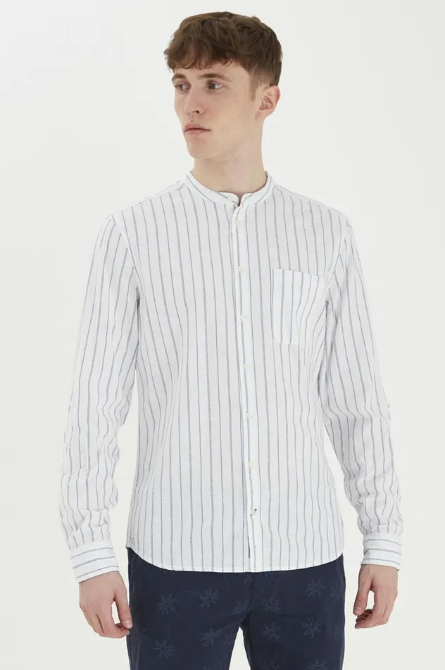 Men Shirts Blend Long Sleeved Shirt Bright White