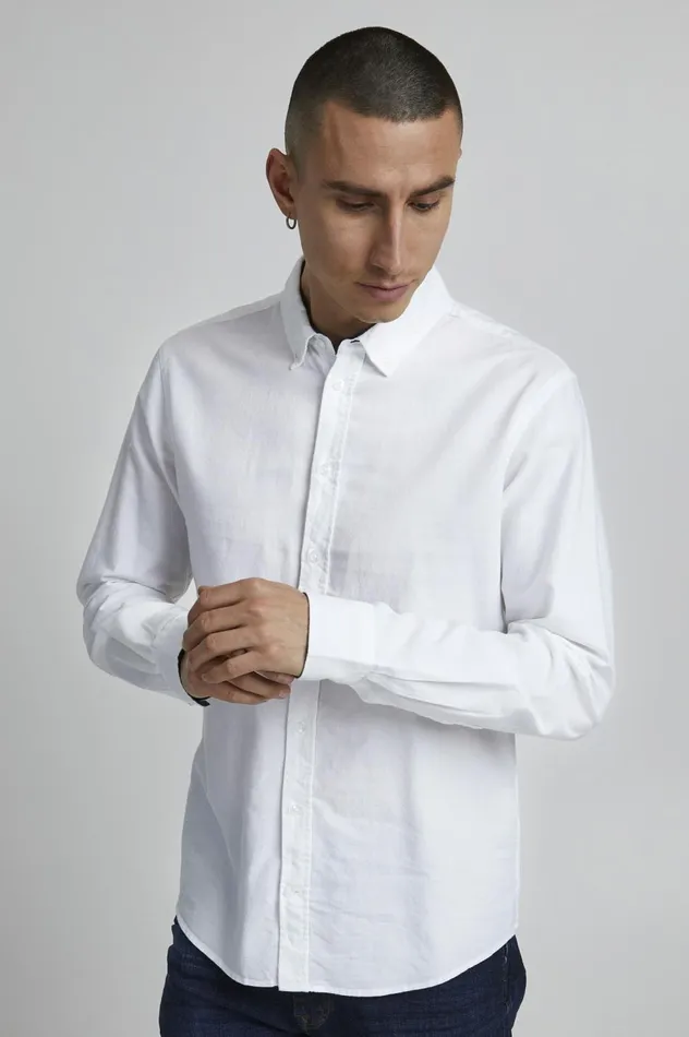 Men Shirts Blend Long Sleeved Shirt White