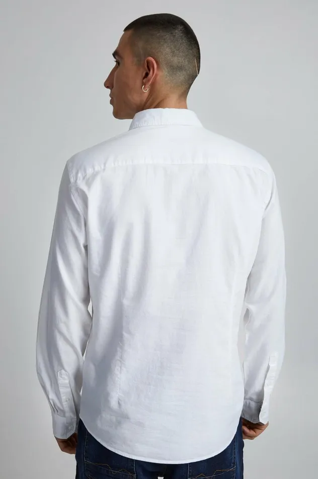 Men Shirts Blend Long Sleeved Shirt White