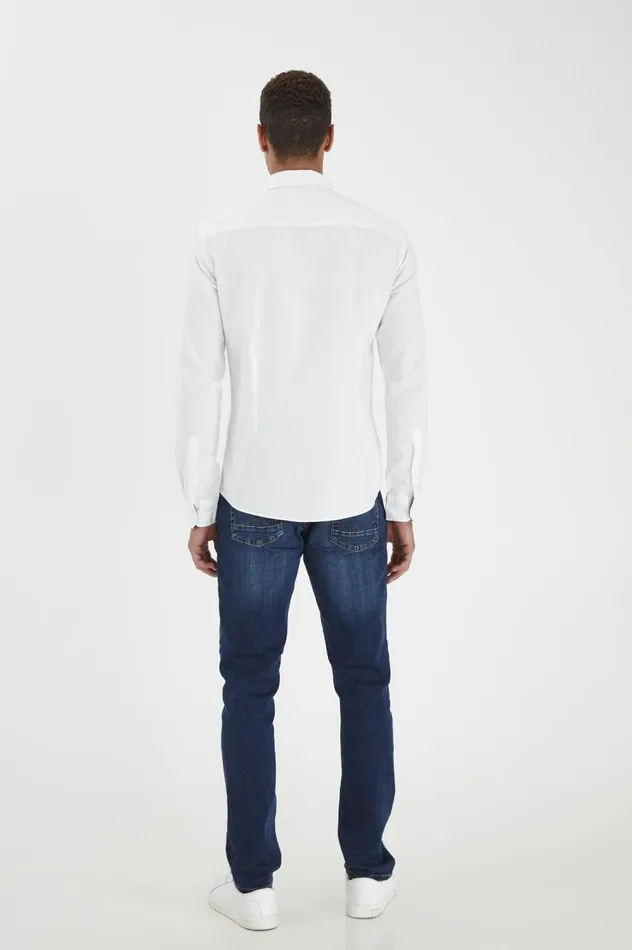 Men Shirts Blend Long Sleeved Shirt White