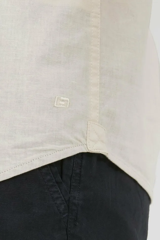 Men Shirts Blend Shirt With Short Sleev Oyster Gray
