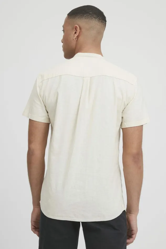 Men Shirts Blend Shirt With Short Sleev Oyster Gray