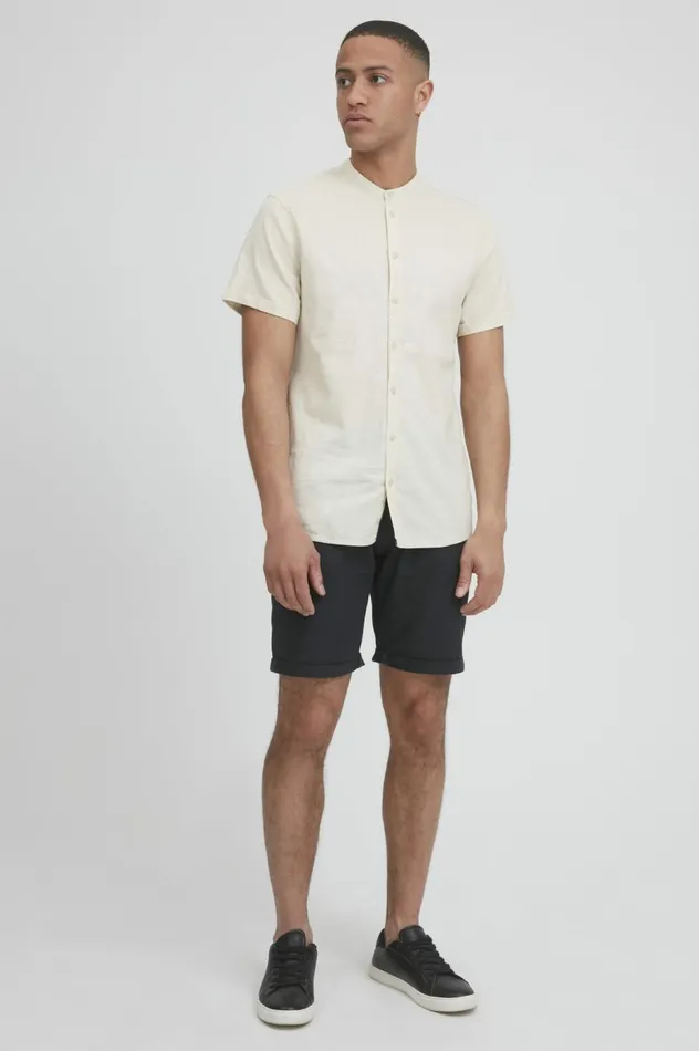 Men Shirts Blend Shirt With Short Sleev Oyster Gray