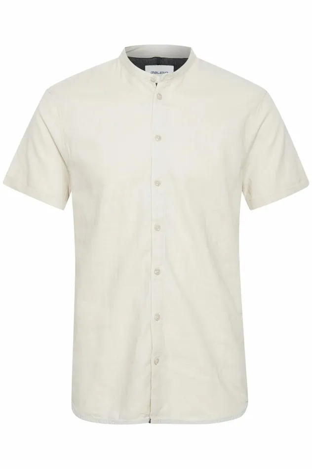 Men Shirts Blend Shirt With Short Sleev Oyster Gray