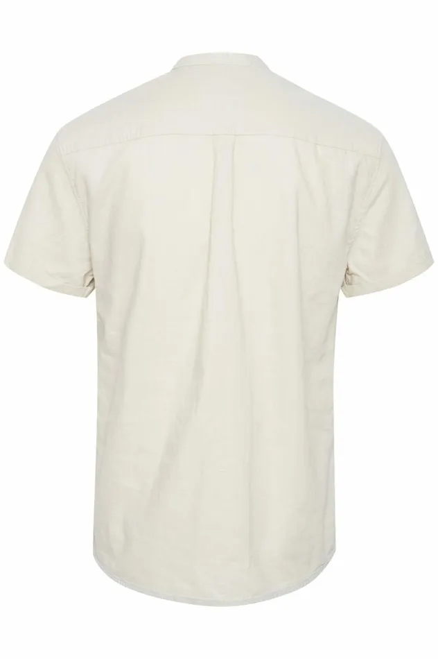 Men Shirts Blend Shirt With Short Sleev Oyster Gray