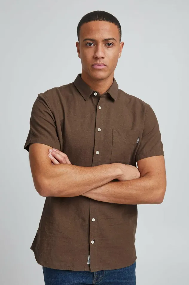 Men Shirts Blend Short Sleeved Shirt Capers