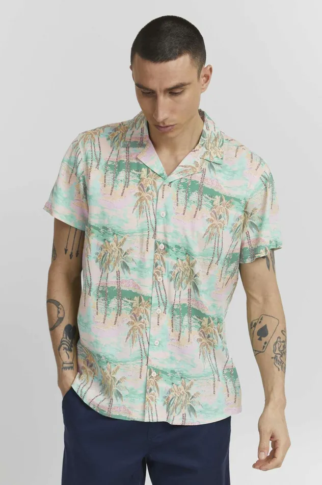 Men Shirts Blend Short Sleeved Shirt Feldspar