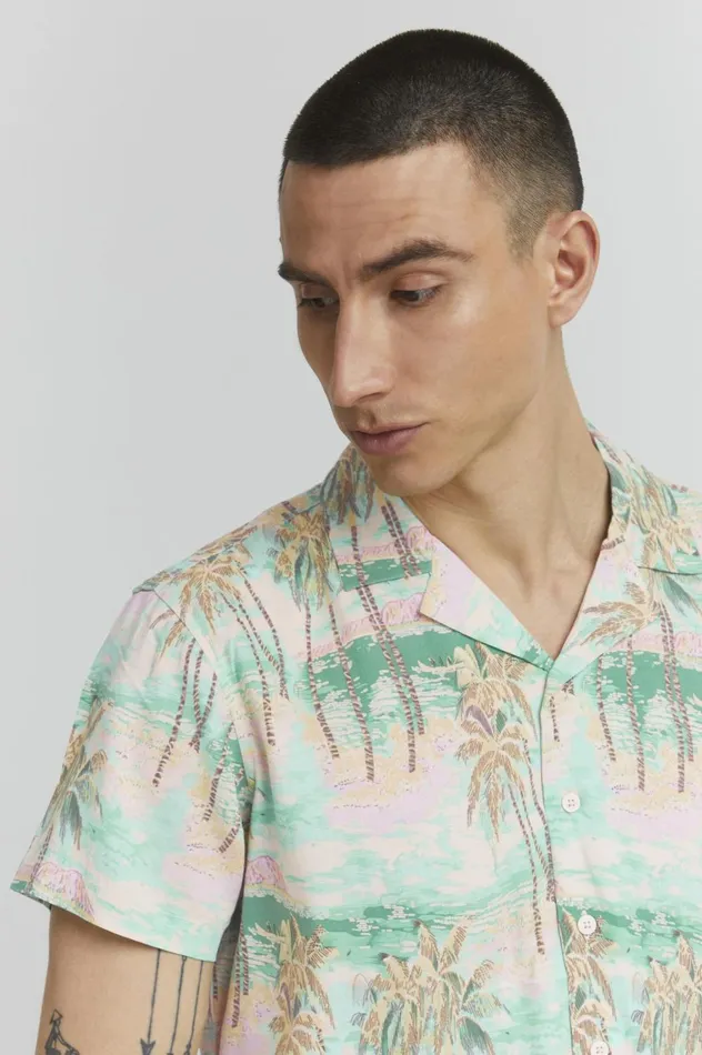 Men Shirts Blend Short Sleeved Shirt Feldspar