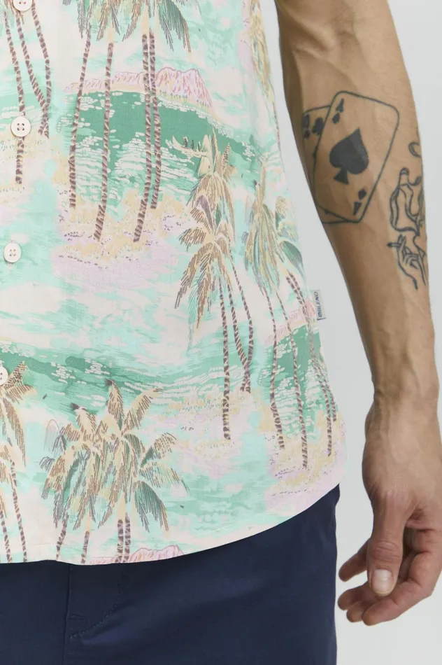 Men Shirts Blend Short Sleeved Shirt Feldspar