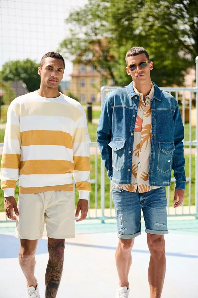Men Shorts Blend Denim Shorts Denim Middle Blue
