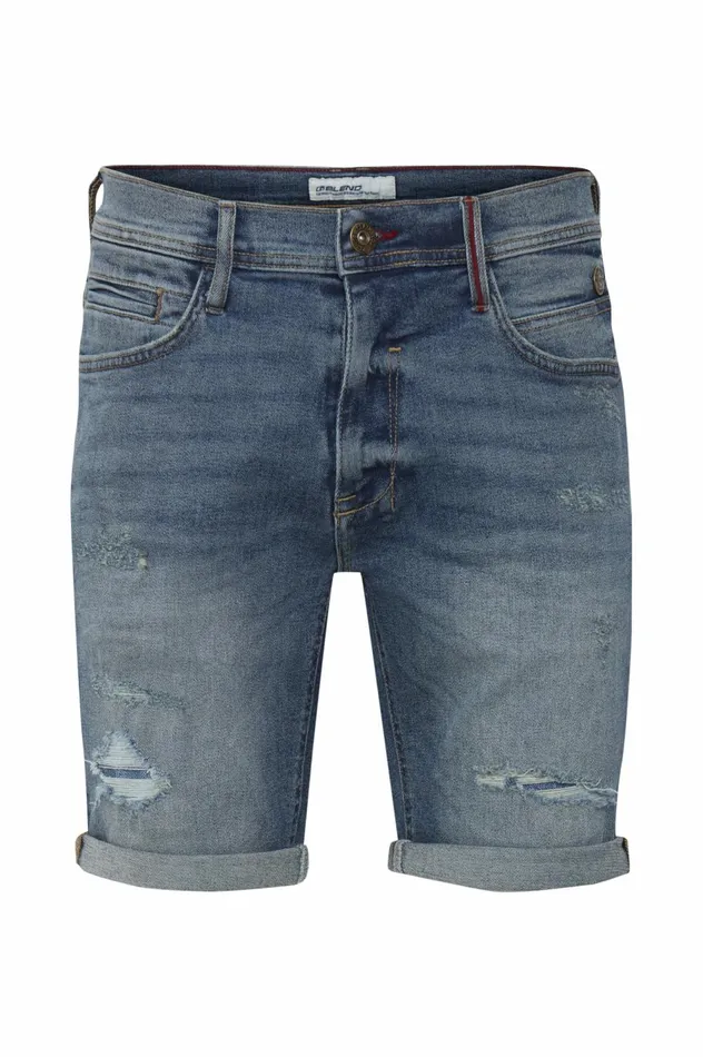 Men Shorts Blend Denim Shorts Denim Middle Blue