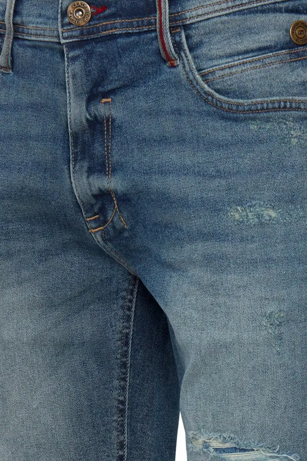 Men Shorts Blend Denim Shorts Denim Middle Blue