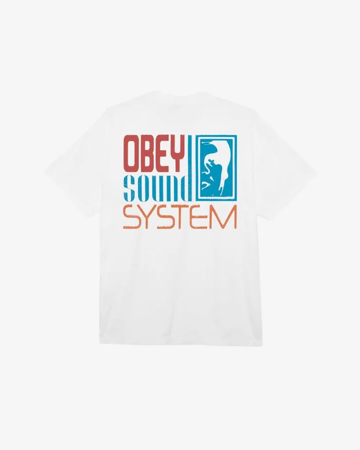 Men SOUND SYSTEM HEAVYWEIGHT TSHIRT Vintage Black OBEY Clothing TSHIRTS