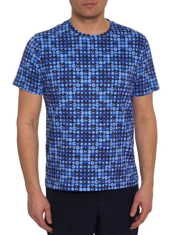 Men SPOTTED SKULLS GRAPHIC TSHIRT Blue Robert Graham Polos and TShirts