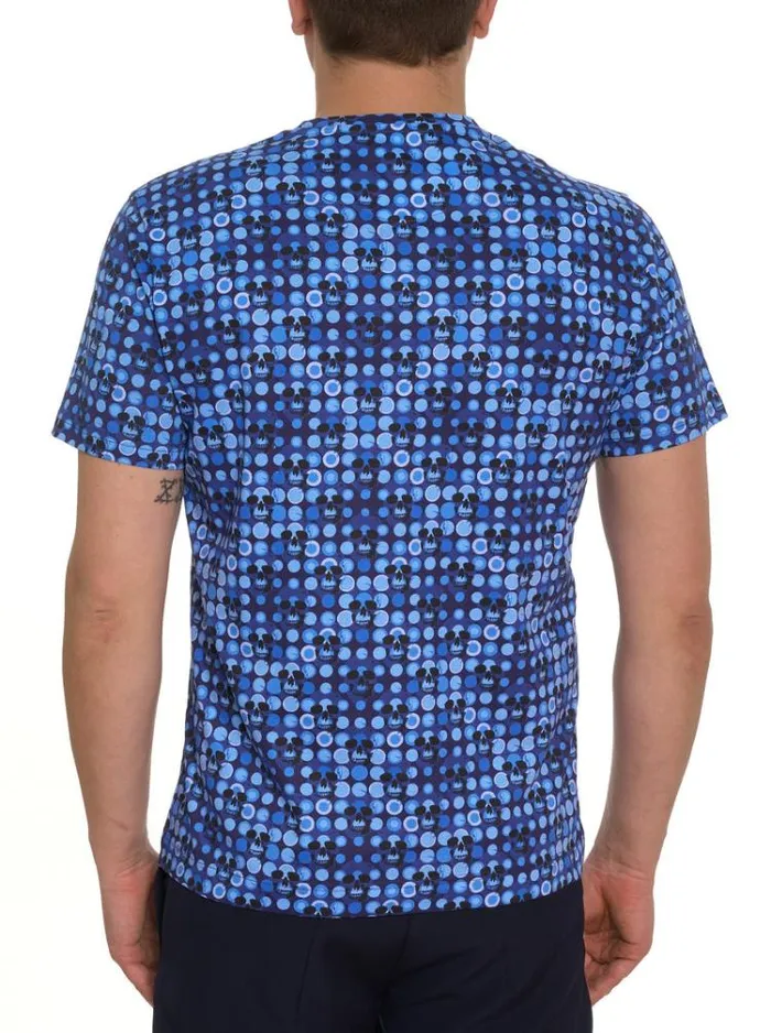 Men SPOTTED SKULLS GRAPHIC TSHIRT Blue Robert Graham Polos and TShirts