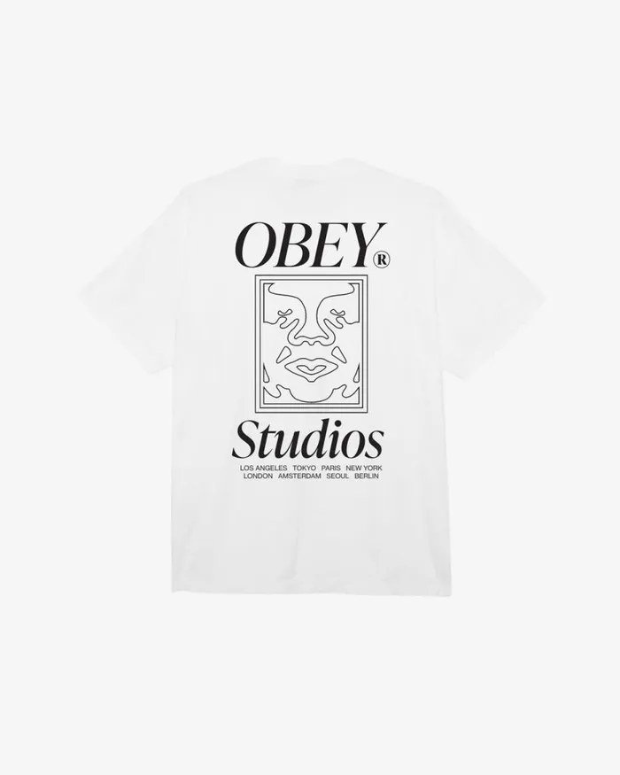 Men STUDIOS ICON HEAVYWEIGHT TSHIRT White OBEY Clothing TSHIRTS