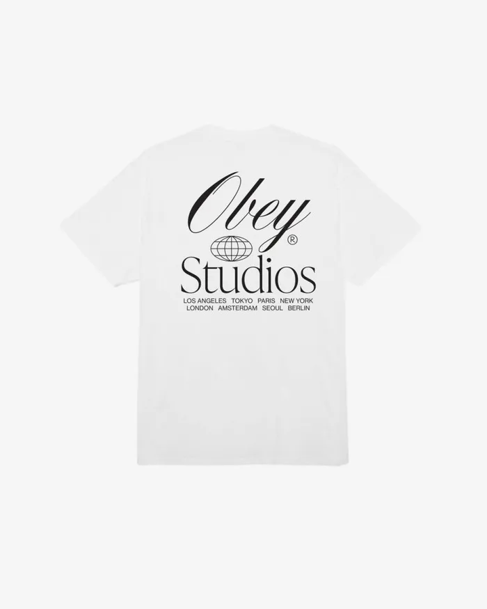 Men STUDIOS WORLDWIDE CLASSIC TSHIRT White OBEY Clothing TSHIRTS