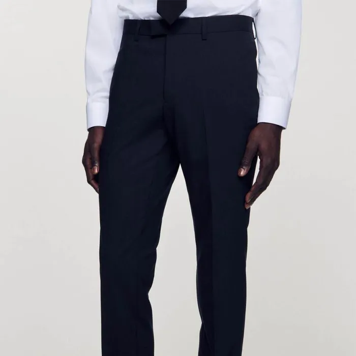 Men Suits and Blazers SANDRO Classic Wool Suit Pants Navy Blue