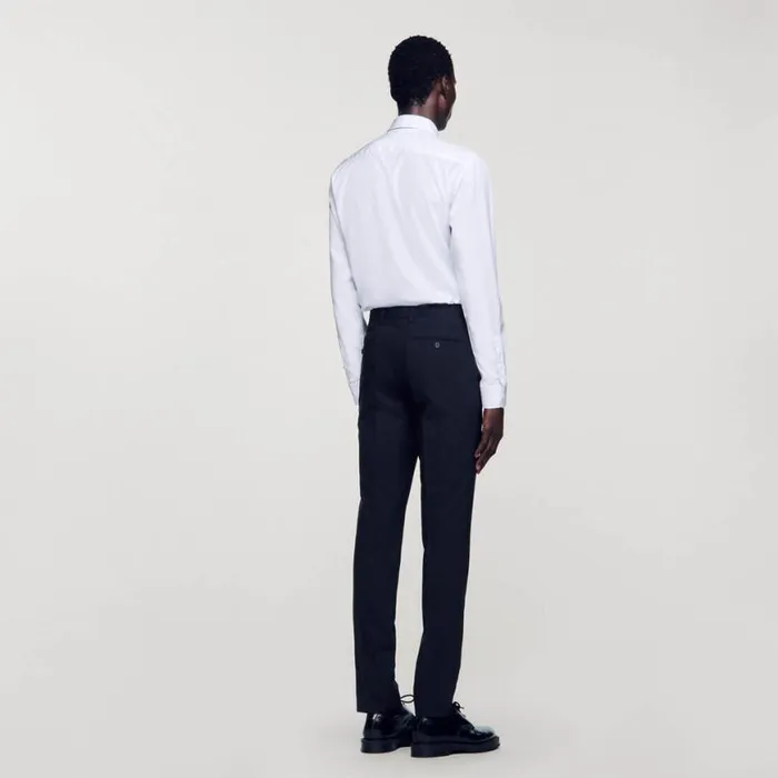 Men Suits and Blazers SANDRO Classic Wool Suit Pants Navy Blue