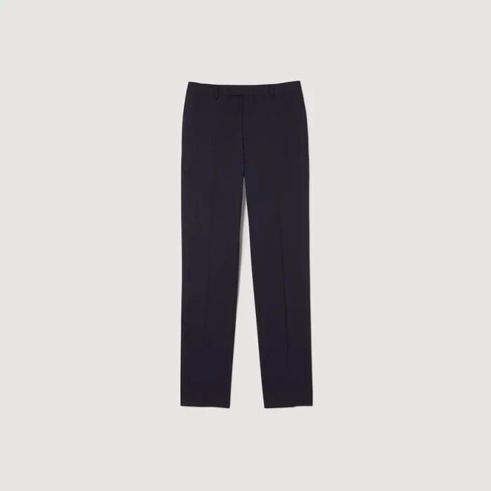 Men Suits and Blazers SANDRO Classic Wool Suit Pants Navy Blue