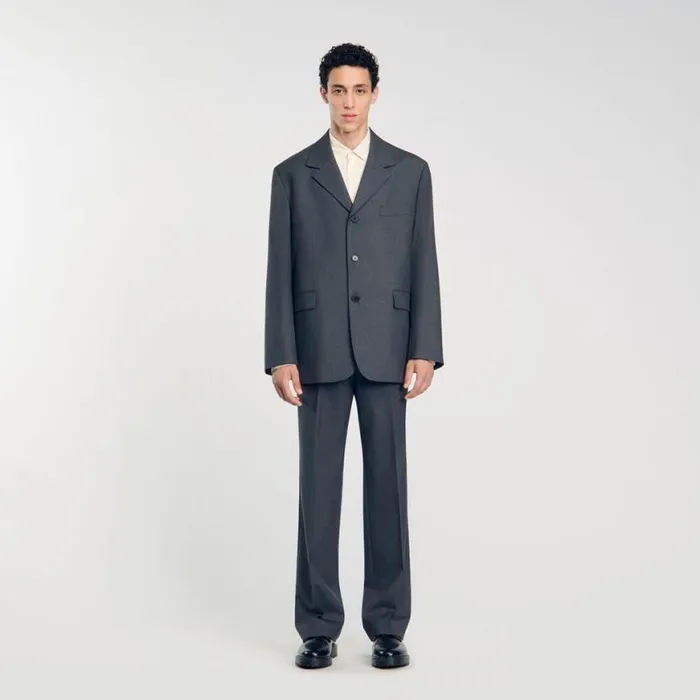 Men Suits and Blazers SANDRO Oversized Suit Jacket Grey